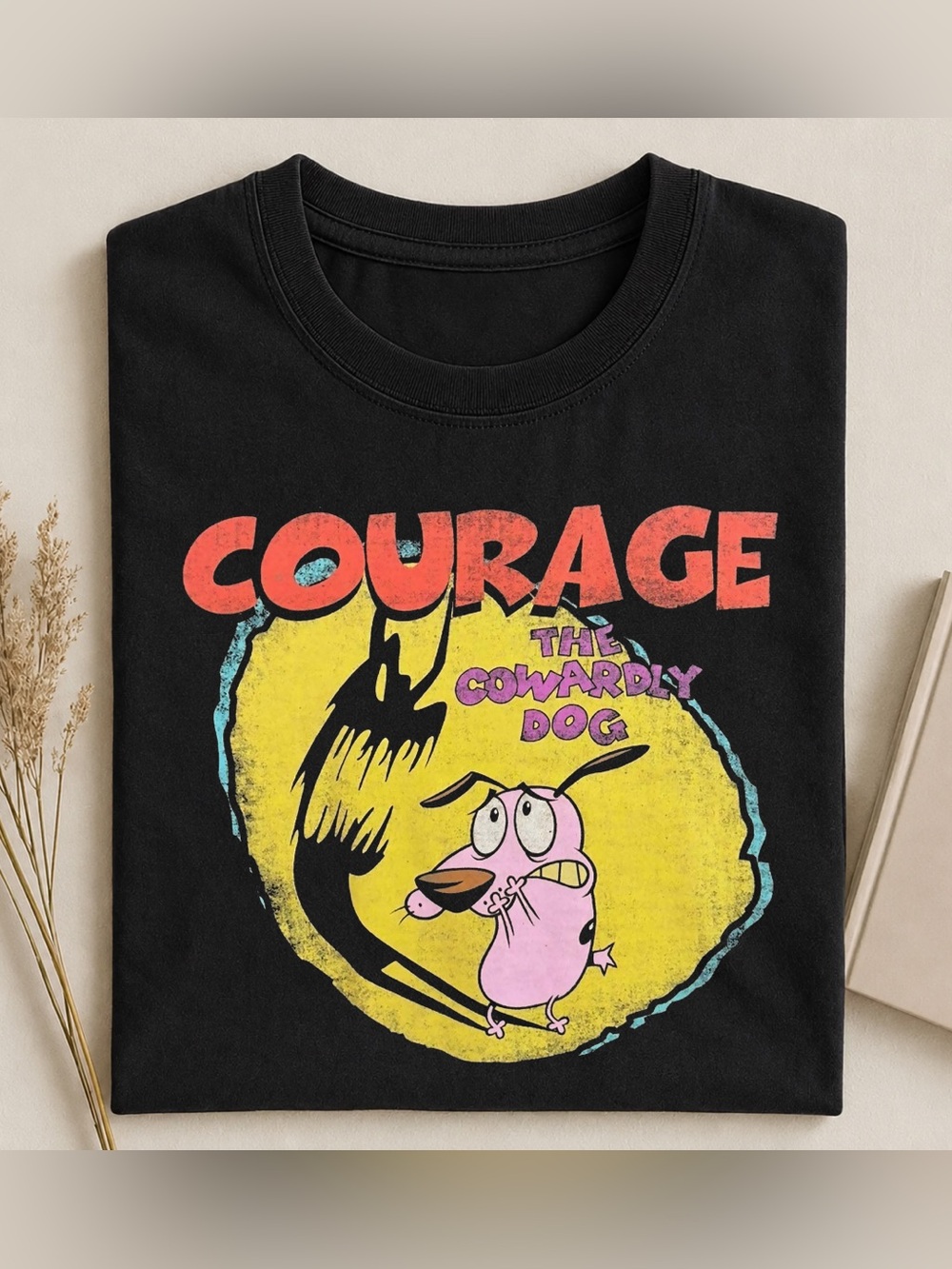 Courage the Cowardly Dog Graphic Tee - Black 90s